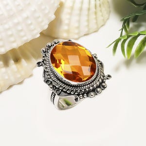 Citrine Ring, 925 Sterling Silver Ring, Gemstone Ring, Unique Ring, Beautiful Ring, Handmade Ring, Adjustable Ring, Statement Ring