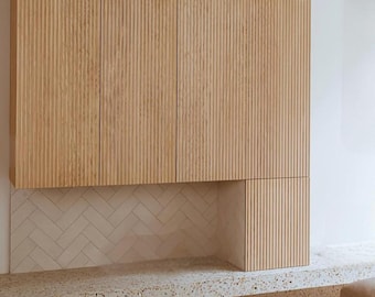 Oak Fluted 3D Wall Panel: Interior Wood Slats, Furniture Overlay