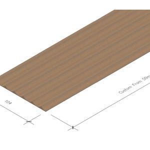 May include: A brown wood plank with a grooved texture. The plank is 104 inches long and can be customized from 50mm to 2800mm.