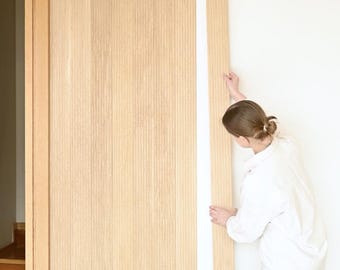 Custom Size Natural Oak Wood Fluted Wall Panel: Peel & Stick DIY Decor - Sample
