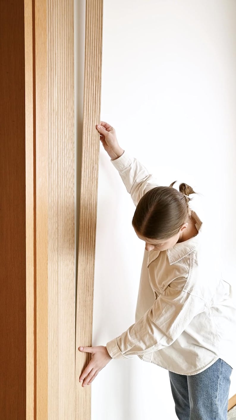 Flexible self adhesive oak panel, 3D wall panel, Peel and stick wall panel, Wall decor panel, Furniture panel, Slats, Dresser overlay, Furniture drawers wooden decals,
Furniture drawer overlay,
Decorative wooden slats