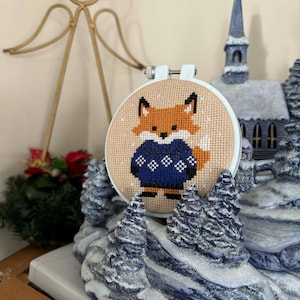 Winter Fox Cross Stitch Pattern | Easy Beginner Fox in Sweater | Simple  PDF | Broderie Renard Débutant | Punto de Cruz Zorro