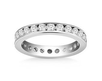 Channel Set Round Diamond Eternity Ring in 14k White Gold