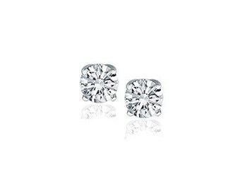 Classic Round Diamond Stud Earrings in 14k White Gold (1 cttw)