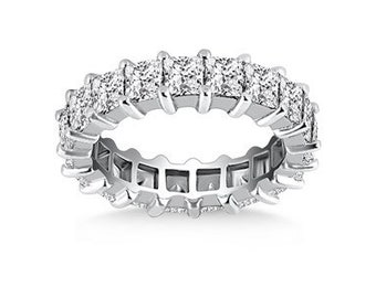 Classic Common Prong Princess Cut Diamond Eternity Ring in 14k White Gold