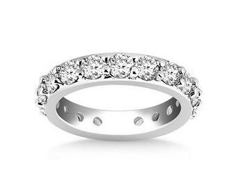 Prong set Round Diamond Eternity Ring in 14k White Gold