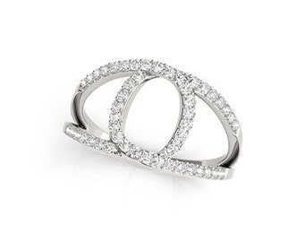 Loop Design Dual Band Ring with Diamonds in 14k White Gold (1/2 cttw)