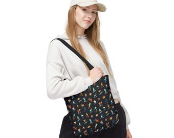 Borsa tote nera invernale per sciatori, amanti dello sci, regalo invernale, regali per lo sci, amanti dell'inverno, borsa per la spesa, regalo per amici, borsa per la spesa, regalo per insegnanti