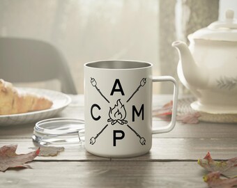Kubek Camp Fireside - Prezenty podróżne - Miłośnicy kempingu - Entuzjaści aktywności na świeżym powietrzu - Miłośnicy kawy