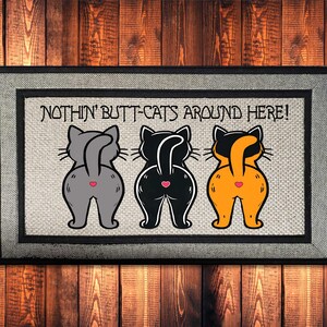 Comical Nothin' BUTT-CATS Doormat: Colorful Cats