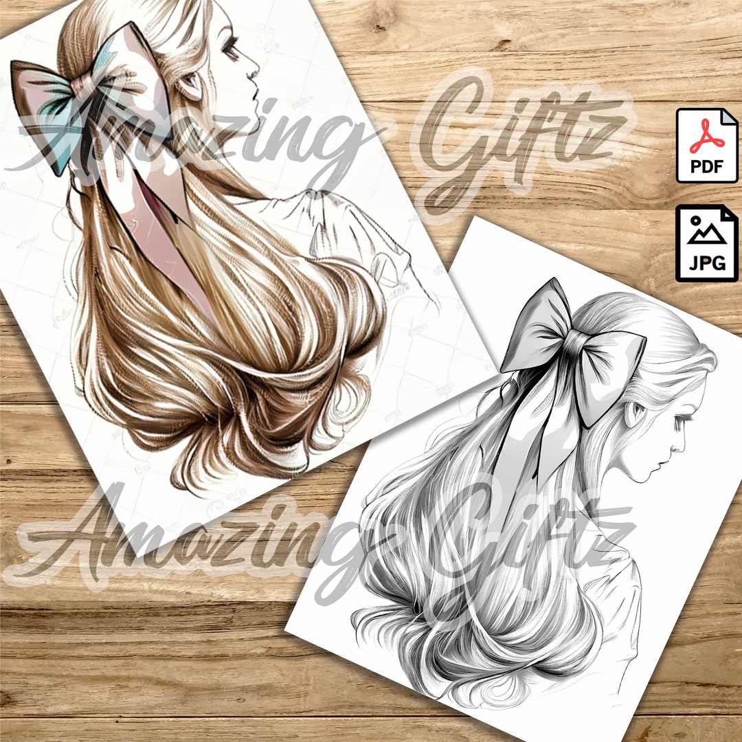 Beautiful Hair Coloring Page Book Adults Hairstyle Coloring Page Kids