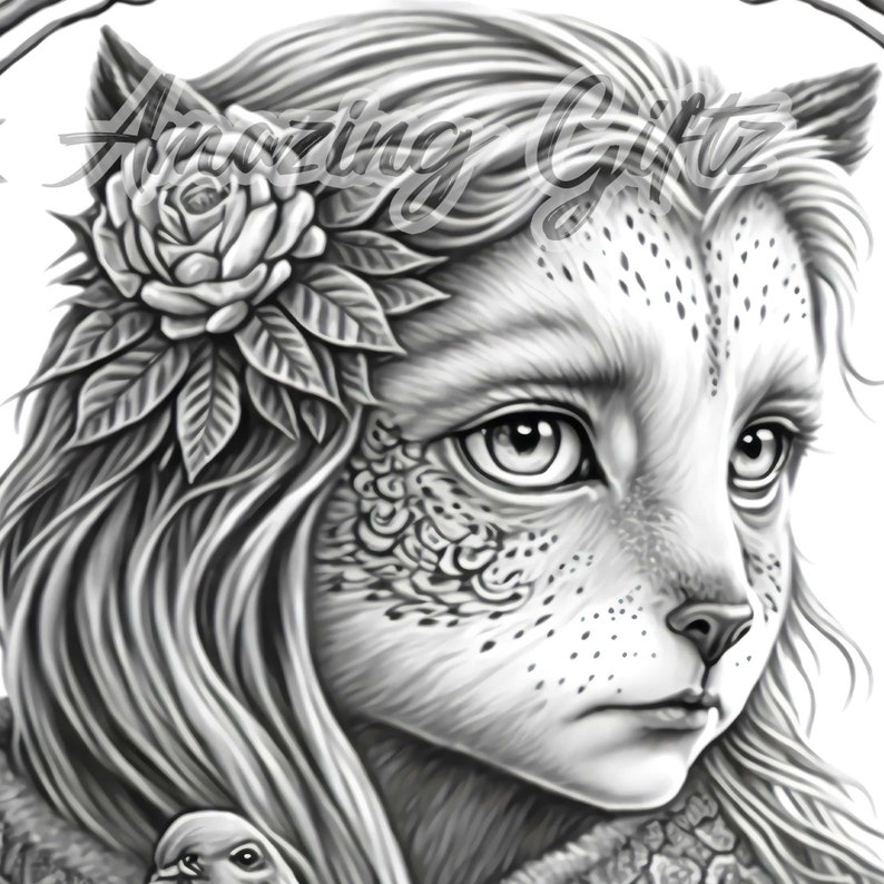 Anthropomorphic Catwoman Printable Coloring Page for Adults - Etsy