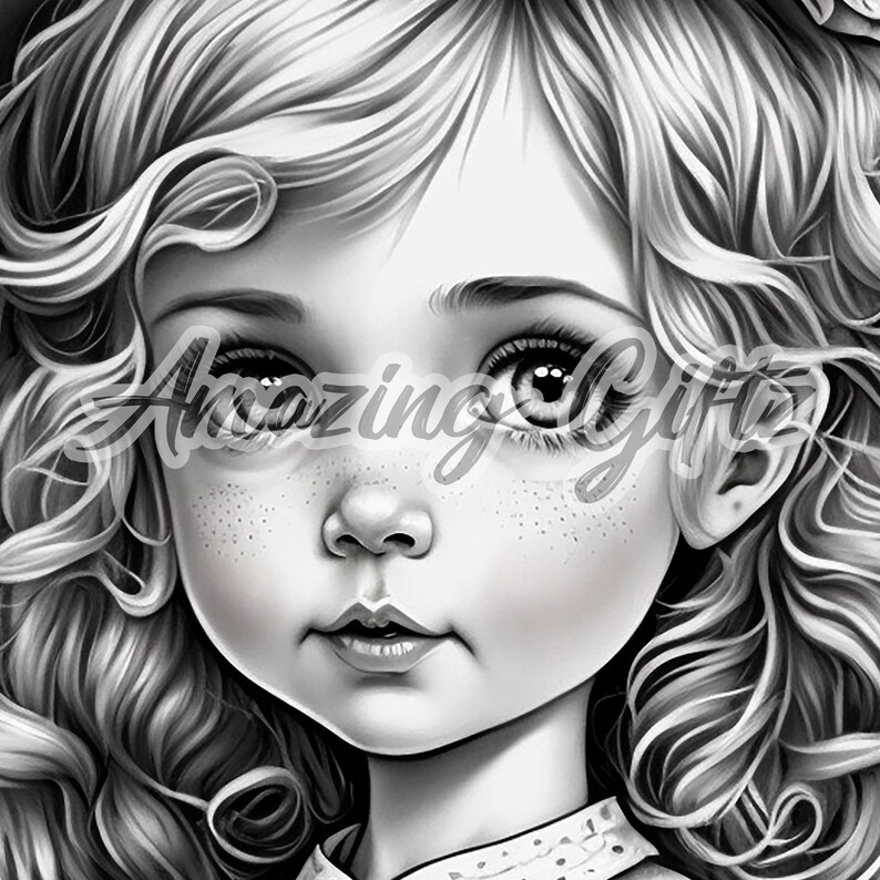 Beautiful Girl Coloring Page Adults Printable Coloring Sheets Grayscale