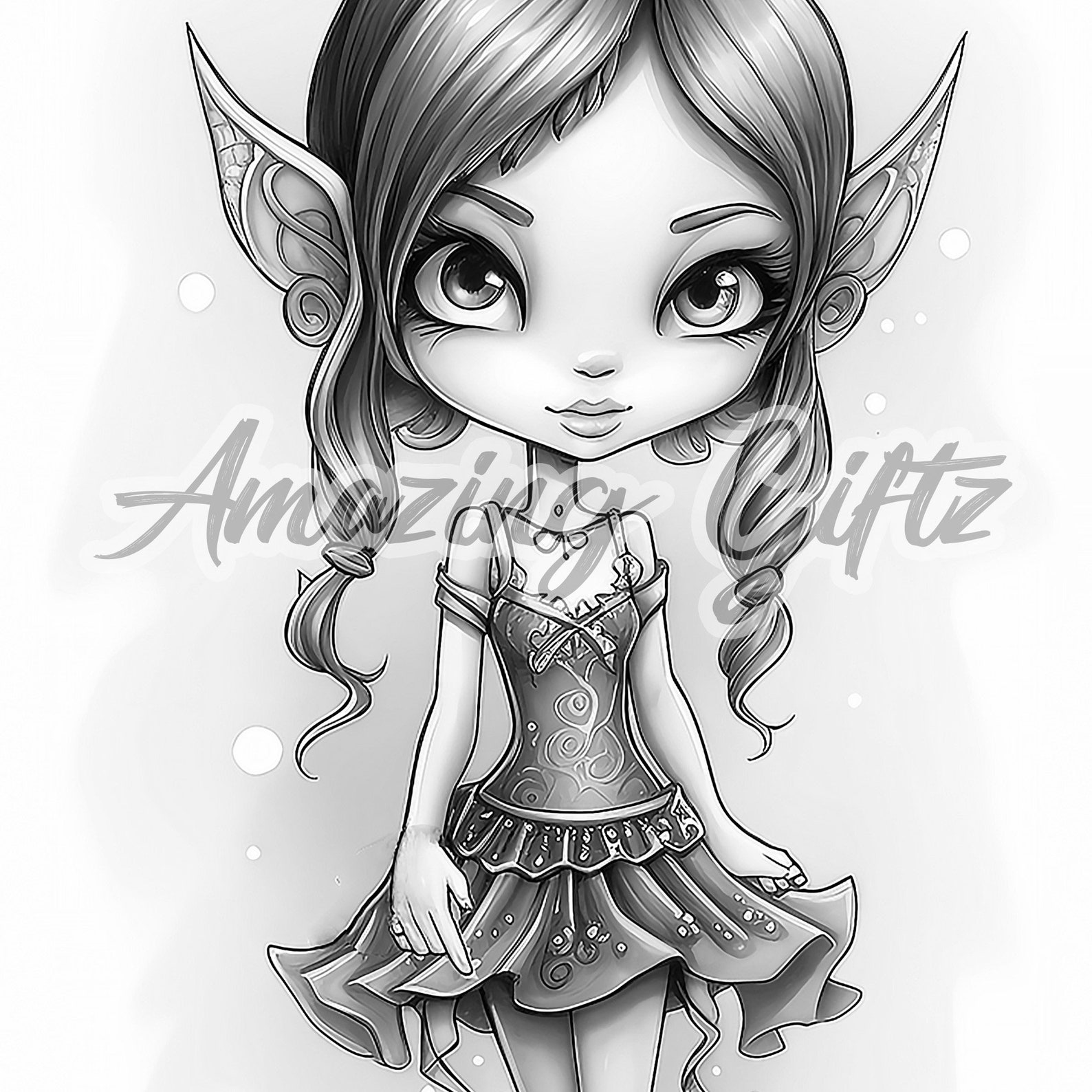 Elf Princess Coloring Page for Adults Printable Whimsical - Etsy