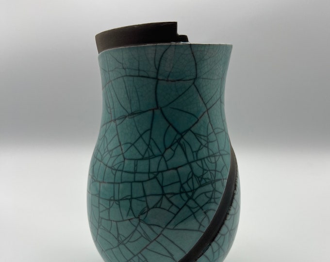 Ceramic raku decorative vase