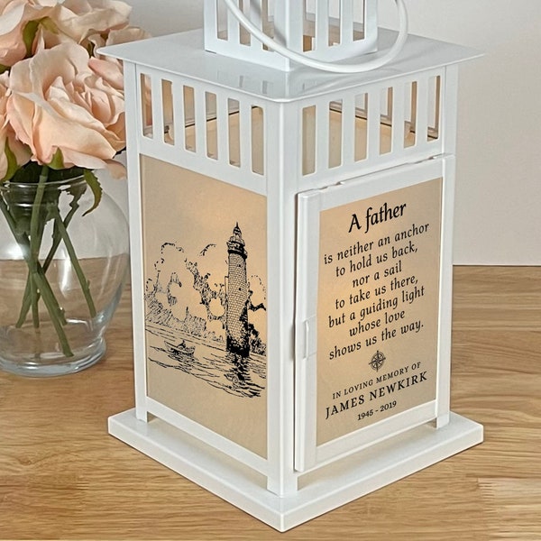 A father is... Memorial Candle Lantern With Personalization. For Celebration of Life or Memorial Service