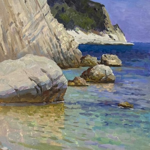 Adriatic Sea Oil Painting: Italian Seaside Landscape Impressionism