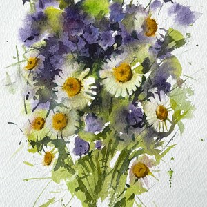 Painting Original Watercolor Colorful Wildflowers Aquarelle Wall Decor Floral Art Christmas Gift Home Classic Handmade Collectible Botanic
