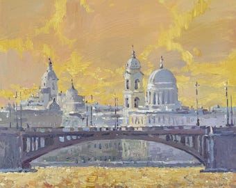 Original Ölgemälde Sankt Petersburg Russland St. Katharinenkirche