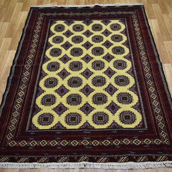 Antique Sarooq Rug, 4x6 Vintage Rug, Yellow Rug, Persian Style Handmade Rug, Wool Rug Bedroom, Afghan Oriental Rug, Kitchen Rug, Area Rug