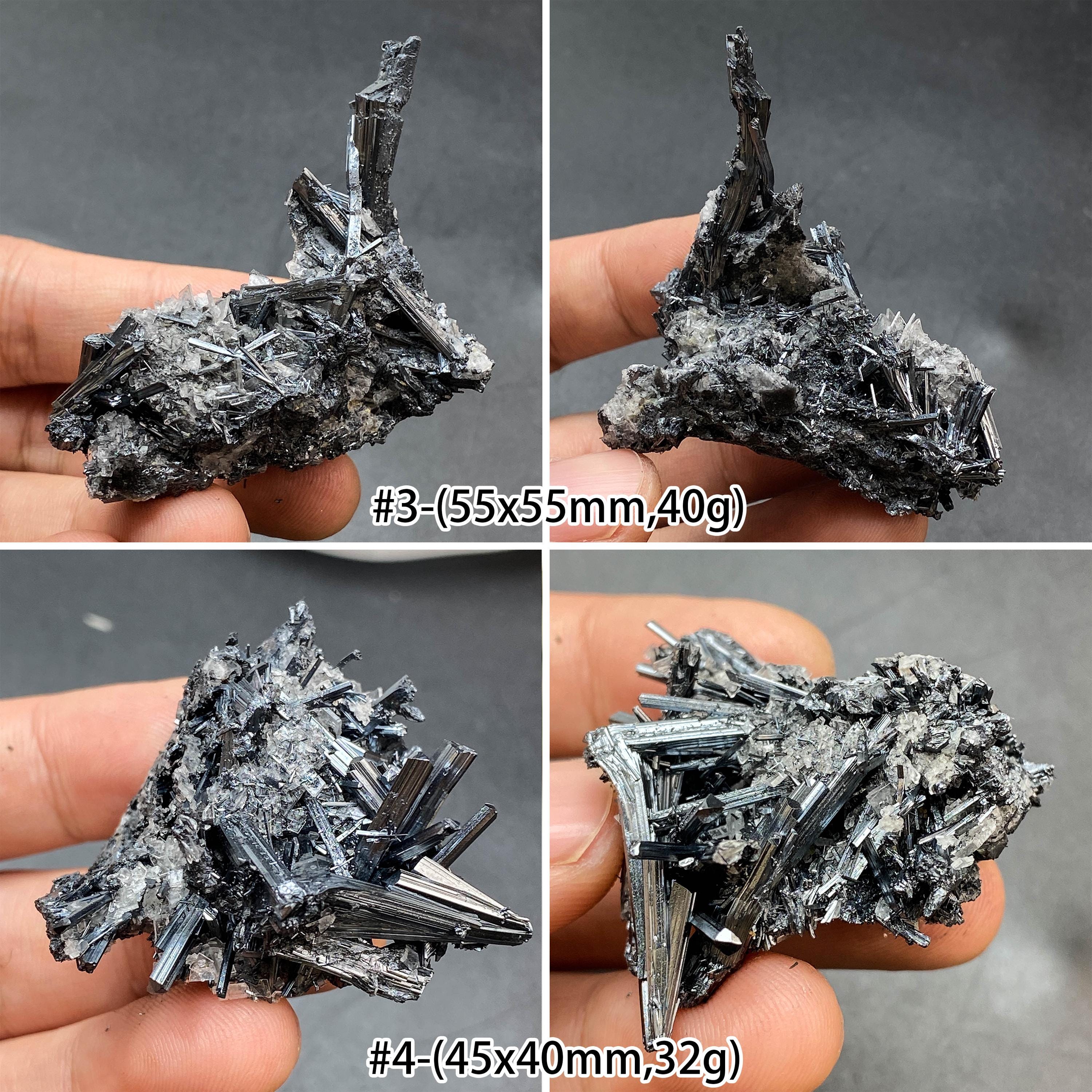 ゴージャスな銀色の輝安鉱アンチモン結晶標本、光沢のある輝安鉱標本