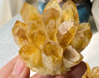 シトリンクォーツクラスターカテドラル、クリスタルヒーリング用原石
