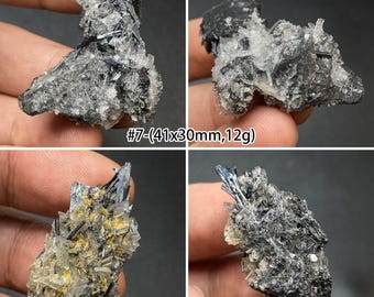 ゴージャスな銀色の輝安鉱アンチモン結晶標本、光沢のある輝安鉱標本