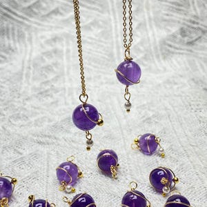 Natural Amethyst Bead Pendant Necklace ,Beaded Necklace , Amethyst jewelry , Healing Crystal Jewelry For Protection Crystal Gift , Rare Gift