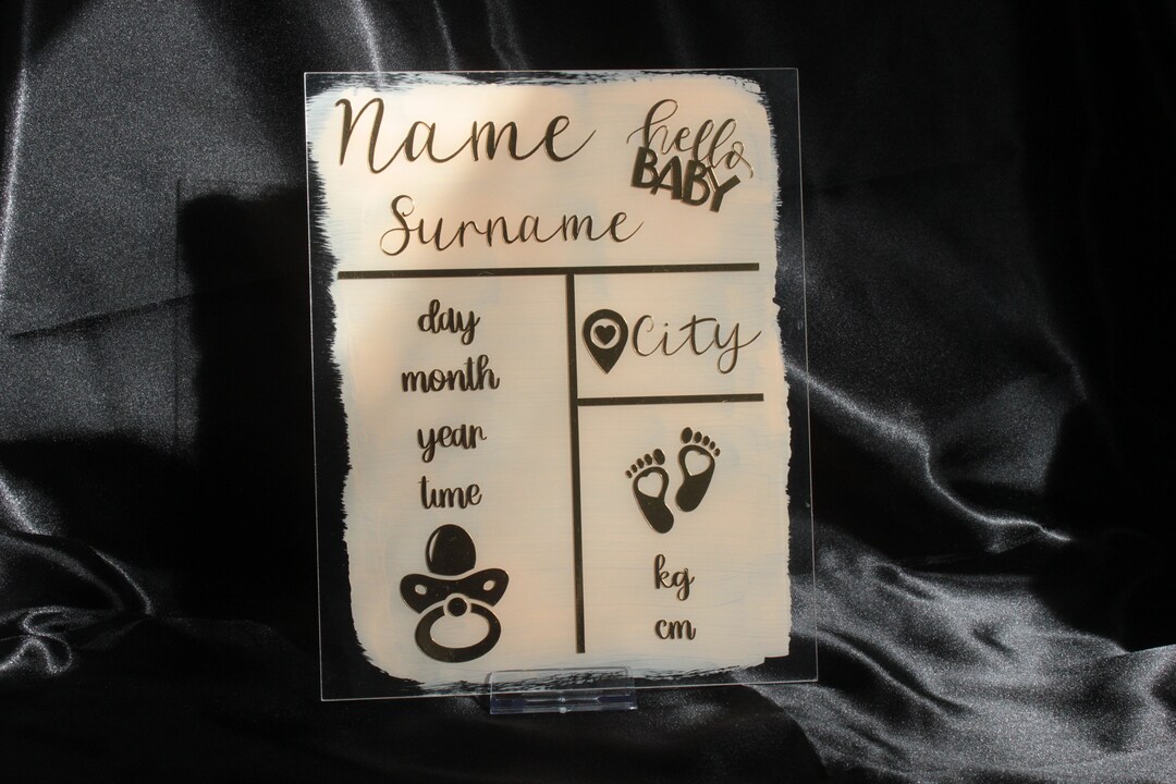 Personalized Newborn Acrylic Plaque - Custom Name and Birth Details ...