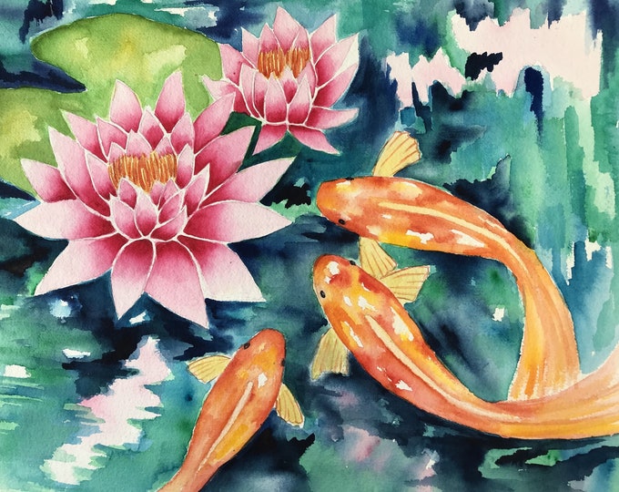 Water Lillies and Koi Fish