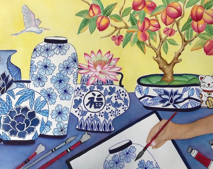 A Collection of Blue and White Vases