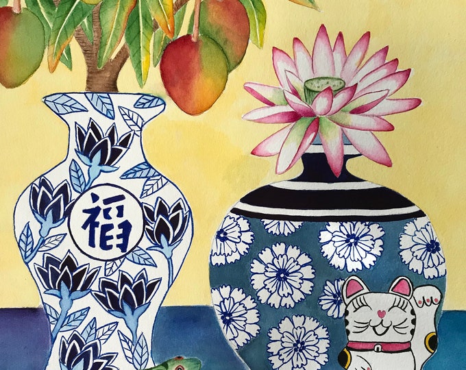 Mango Tree With Chinese Vases