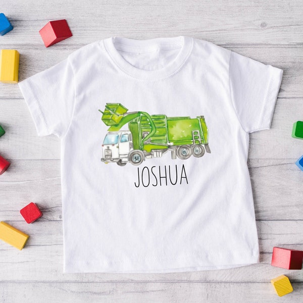 Garbage Truck Shirt, Kids Garbage Trucks T-Shirt, Custom Name Tee, Personalized Recycle Truck Shirts, Garbage Truck Birthday T-Shirts