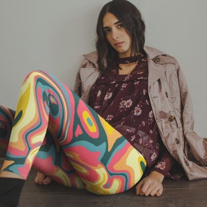 Trippy Abstract Leggings, Festival Leggings, Workout Leggings, Casual Leggings, Aesthetic Leggings, Colorful Women&#39;s Leggings, Yoga Pants