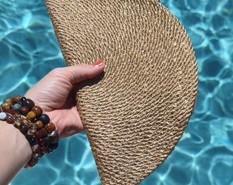 Handmade Half-Moon Clutch, Evening Bag – Natural, Stylish & Practical ,Summer Cotton Rope Bag