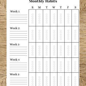 Monthly Habit Tracker Digital Template