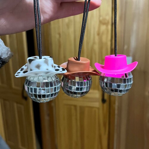 Cowboy Disco Ball Car Charm Etsy UK