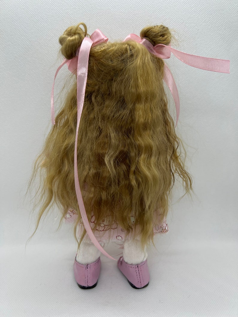 Rag doll, Textile Doll, Handmade Doll, Soft Doll, Baby Doll, Fabric Doll, Doll with cute dress and brown hair image 5