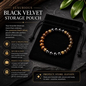 The Shield herenarmband, tijgeroog hematiet gouden obsidiaan armband, luxe drievoudige beschermingsarmband voor mannen, cadeau voor hem afbeelding 7