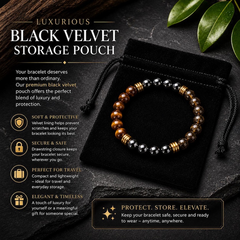 The Shield herenarmband, tijgeroog hematiet gouden obsidiaan armband, luxe drievoudige beschermingsarmband voor mannen, cadeau voor hem afbeelding 7