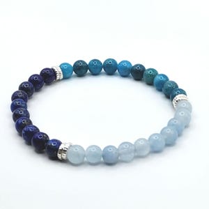 Weight Loss Bracelet - Elegant Wellness Jewelry, Lapis Lazuli, Aquamarine, and Apatite Gemstones, Canadian Made, Free Shipping