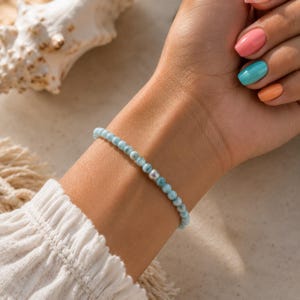 Larimar Bracelet, Genuine Dominican Larimar Jewelry, Ocean Inspired Bracelet, Beach Jewelry, Coastal Bracelet, Luxury Gemstone Gift image 2