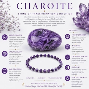 5A Grade Charoite Silk Cord Choker Necklace | Genuine Charoite Gemstones | Adjustable Minimalist Gemstone Choker | Handmade in Canada bild 5