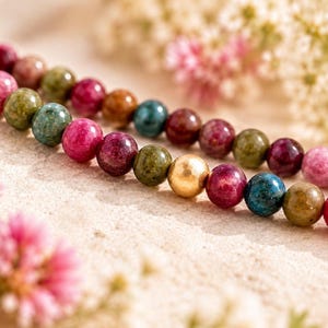 Rainbow Tourmaline Anklet | Genuine Natural 3A Gemstones | 18K Gold Fill or Sterling Silver | Dainty Minimalist Jewelry Gift for Her image 4