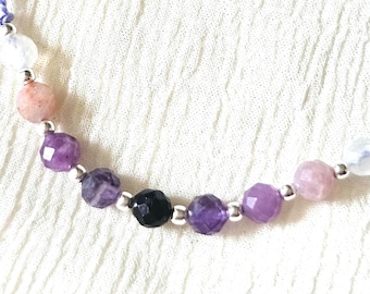 Pulsera de cristal de sanación emocional / Joyería delicada con piedras preciosas / Pulsera de cordón de seda / Regalo personalizado para mujer