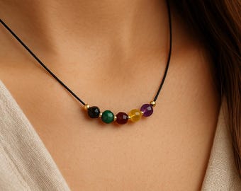 Scorpio Necklace – Zodiac Jewelry Gift for Women, Dainty Crystal Birthstone Necklace with Black Tourmaline Malachite Garnet Citrine Amethyst