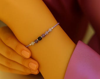 Custom Gemstone Bracelet for Women | 12 Real Crystals | Gold Filled, Rose Gold or Sterling Silver Accents | Unique Jewelry Gift for Her