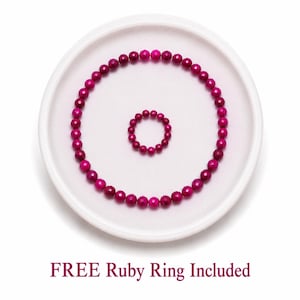Real Natural Ruby Bracelet with FREE Ruby Ring, 18K Gold Filled Sterling Silver, July Birthstone Jewelry, Handmade Gemstone Gift for Women