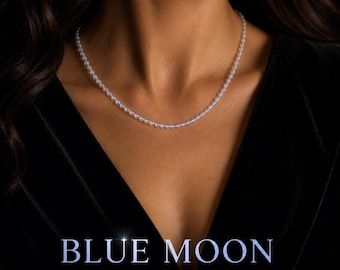 Blue Moon Rainbow Moonstone Necklace | 8A Quality Blue Flash Moonstone | Sterling Silver Gemstone Necklace | 18 20 22 24 Inch Lengths