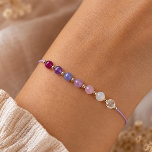Love Spell Bracelet • Real Gemstones with Ritual • Ruby Amethyst Lepidolite Tanzanite Rose Quartz Moonstone • Self Love Gift bild 3